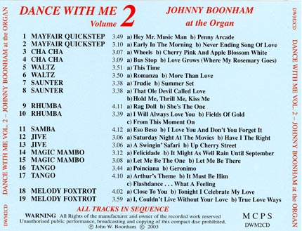 This C.D. has 19 tracks, all in Sequence for Dancing.